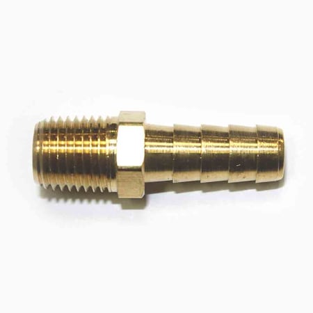 Brass Hose Barb Fitting, Connector, 3/8 Inch Barb X 1/4 Inch NPT Male End, PK 100